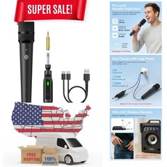Rechargeable 2.4G Cordless Microphone System with Mute Function for Home Parties