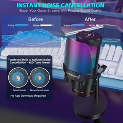 USB Microphone for PC Mac iPhone & Android, Podcast Mic with Noise Cancellati…