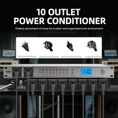 Rack Mount Power Conditioner 20A 10 Outlets 2000W Surge Protector Voltage Displa