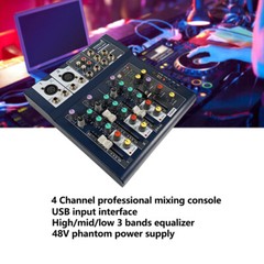 Pro 4-Channel Mini Mixer USB Audio Pure Mixer Live Studio Mixing Console Effects