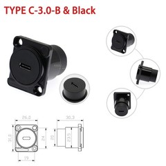 Panel Mount D Type USB 2.0/3.0 Female-Female Connector Jack Socket Black/Silver