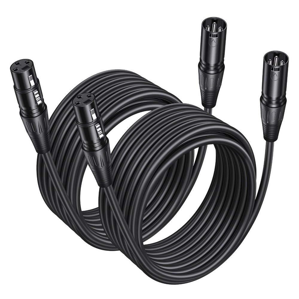 Aqdocvf 2 Pack 25ft Premium XLR Cable (Male to Female), 25 Feet, Black