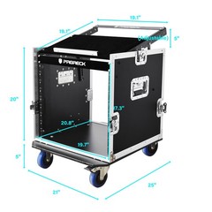 PRORECK 10U SPACE Rack Case With Slant Mixer Top, 20“ Rackable Depth For DJ