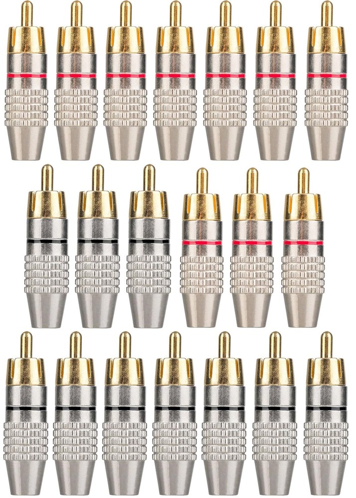 Elechood 20Pack RCA Male Plug Solder, Gold Audio Video Cable Adapter