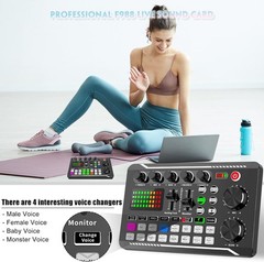 F988 Audio Interface with DSP Noise Reduction & Voice Changer for Live Streaming