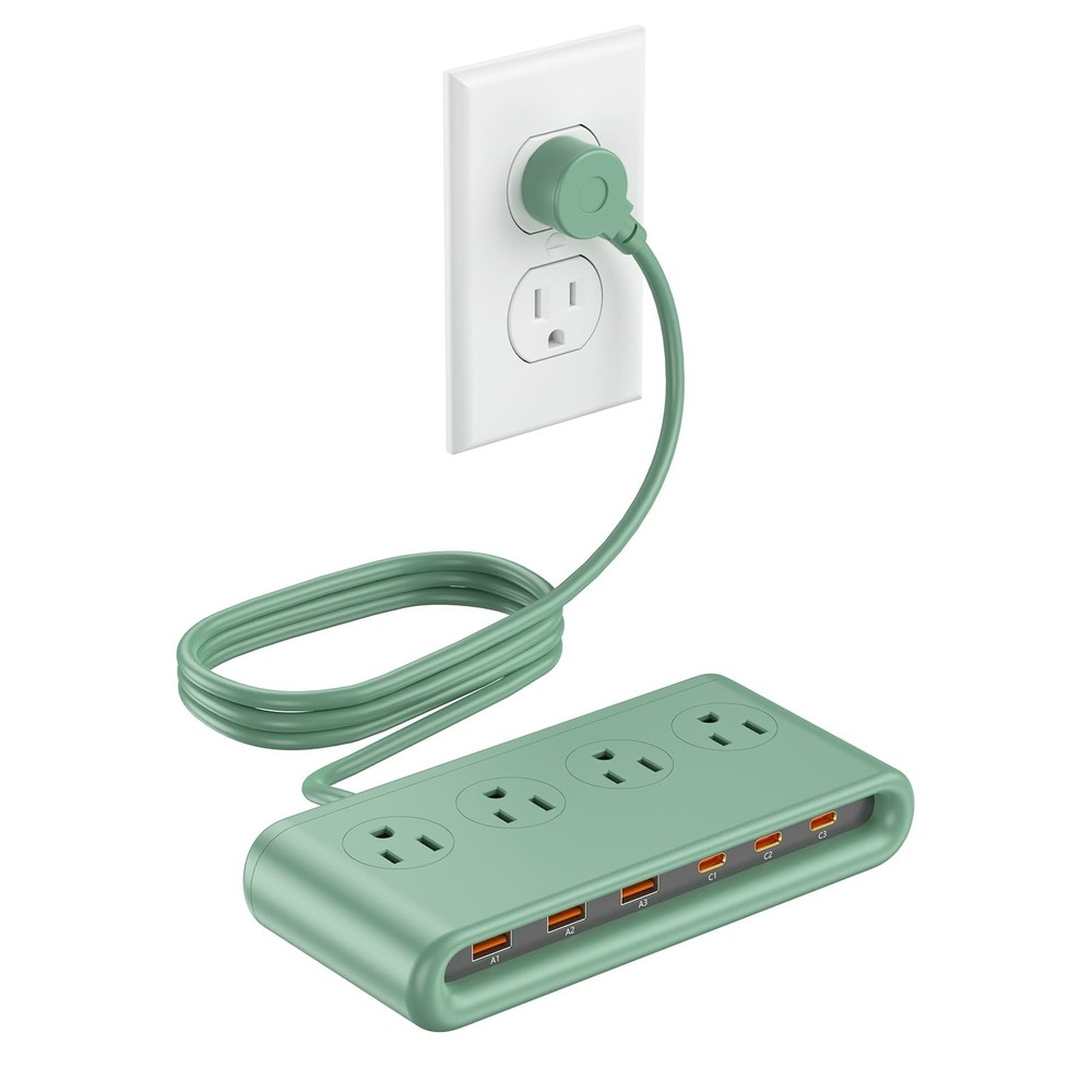 Power Strip with USB Ports 35W, 4 AC Outlets Surge Protector 2500W, 6 Ports P…