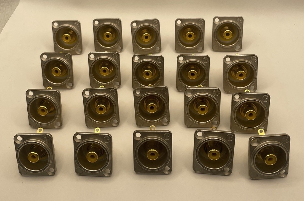 Neutrik NF2D-4 – Phono socket in nickel D-shape housing – 20 Pack