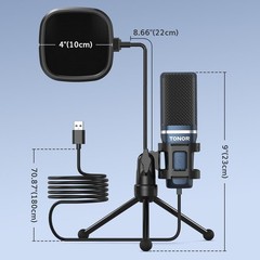 USB PC Microphone with Cardioid Pickup & Adjustable Stand for Streaming – TC-777