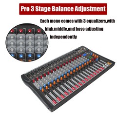 Pro 16 Channel Power Mixer Audio Mixing Console 16 DSP w/USB 110-220V Bluetooth