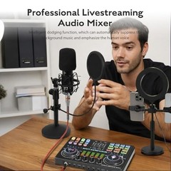 Podcast Equipment Bundle – WXH520 Microphone, DJ20 Sound Card, Adjustable Stand