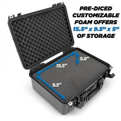 CM Waterproof Hard Case with Customizable Foam for Items up to 15.5″ x 9.5″ x 5″