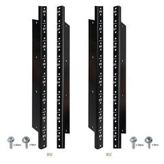 Sound Town 4-pack 8U Steel Rack Rails, Black Powder Finish (ST-RR-08UX2)