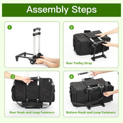 Large Rolling DJ Cable Bag, Green Padded Gig Bag with Detachable Trolley & Divid