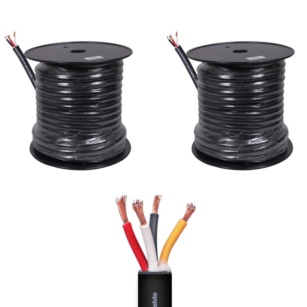 2 Speaker Cable 4 Conductor 100 ft High Performance 12 Gauge Bulk Spool by Prox