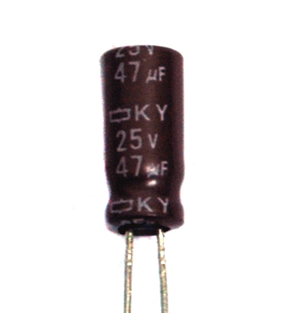 100pc Electrolytic Capacitor KY 47uF 25V +105℃ 5000hr Nippon Chemi-Con 5x11mm