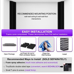Bass Traps – 12 Pcs 4 X 4 X 12 Inches Dense Thick Studio Bass Foam Corner, Ac…