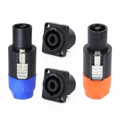 4 Pole Speakon Connector w/ Panel Mount Chassis Socket PA DJ NL4FC NL4FX Adapter