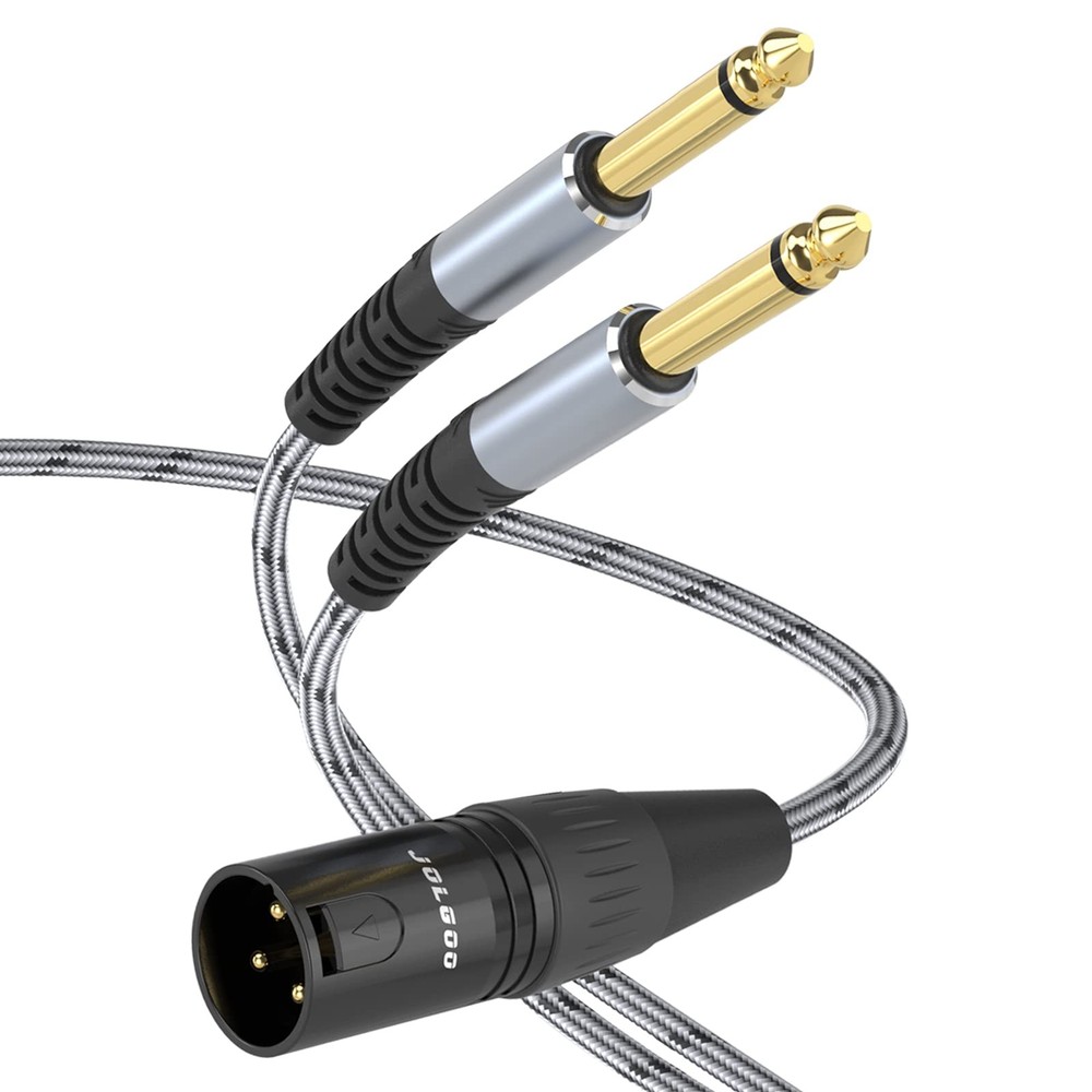 6.6 Feet XLR Male To Dual 1/4 Inch TS Mono Y Splitter Microphone Adapter