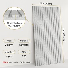 Self Adhesive Acoustic Wall Panels 4 Pack Large Soundproof Decor Gray