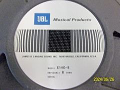 Vintage JBL E140-8 Bass Speaker – 200 WRMS, 15 inch, 8 ohms – Works Perfect