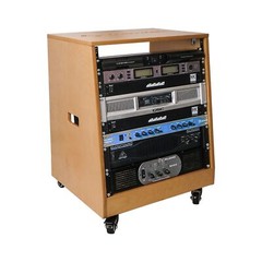 Sound Town DIY Solid Baltic Birch Plywood Slanted 12U Studio Rack, Golden Oak…