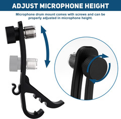 2PCS Drum Microphone Clip, Adjustable Mic Mount Clamp Holder Mic Securing Clip,