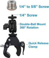 3 lbs Capacity Crab Clamp Mic Mount with 1/4″ to 5/8″ Thread Compatibility