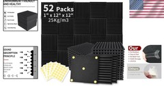 Acoustic Foam Panels 52 Pack – Noise Cancelling Wedge Panels
