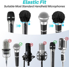 100PCS Disposable Microphone Cover – Black Non-Woven Mic Covers, Microphone Win