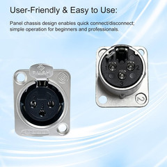 XLR 3Pin Female&Male Panel Mount Chassis Matel Connector Nickel Plated Housing