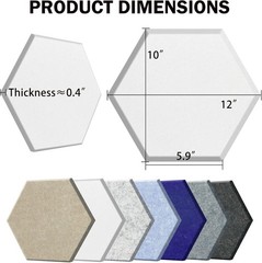 Polyester Acoustic Panels – 12 Pack, Noise Reduction Wall Tiles in White