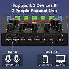 Podcast Equipment: 2 Metal Mics, 78dB SNR, DSP Mixer, Live Stream Ready