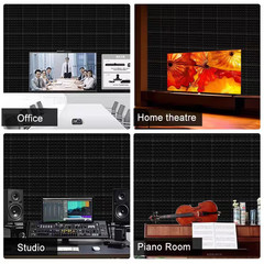 12 In. X 12 In. X 3 In. Black Pyramid-Shaped Foam Acoustic Panels, 12-Pack