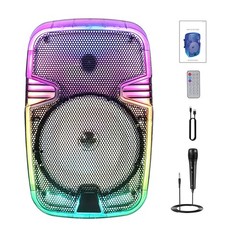 8″ Transparent Portable Party Bluetooth Speaker LED Lights TF/USB/AUX/FM Radio