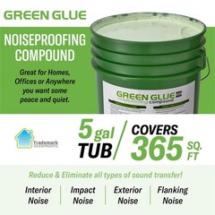 Green Glue Soundproofing Compound, 5-Gallon Bucket with Two 698 Fl Oz,