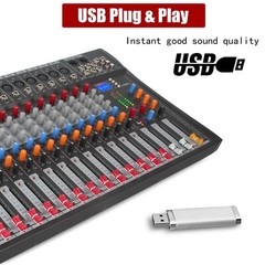 Pro 16 Channel Power Mixer Audio Mixing Console 16 DSP w/USB 110-220V Bluetooth