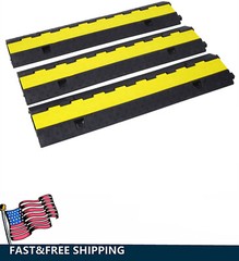 3 Pack of 2 Channel Rubber Cable Protector Ramps Heavy Duty 11000lbs Capacity