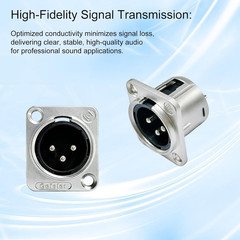 XLR 3Pin Female&Male Panel Mount Chassis Matel Connector Nickel Plated Housing