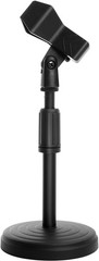 Compact Desk Mic Stand – Adjustable Height 9.6-13.9in, Max 1.7in Diameter, Black