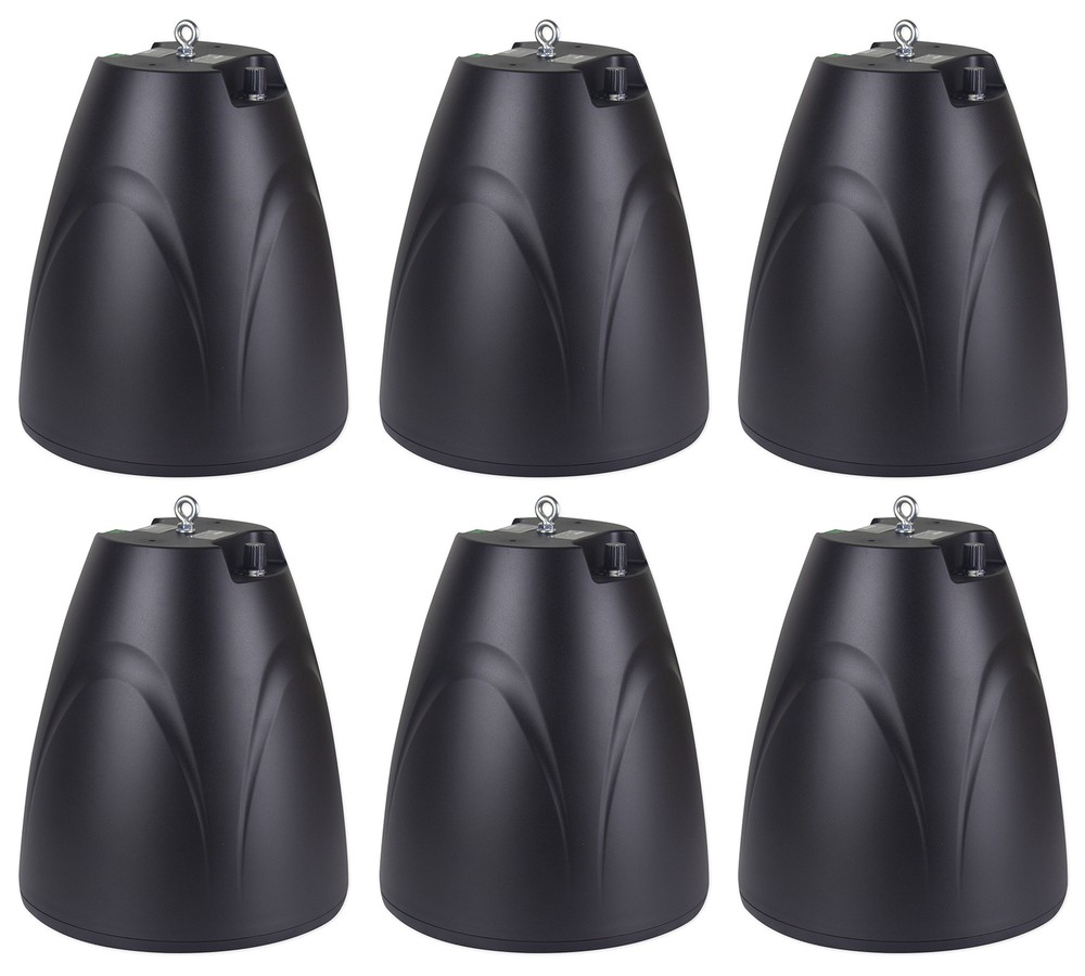 (6) Rockville PEN-65T Black 6.5″ 70V Hanging Pendant Speakers For Restaurant/Bar