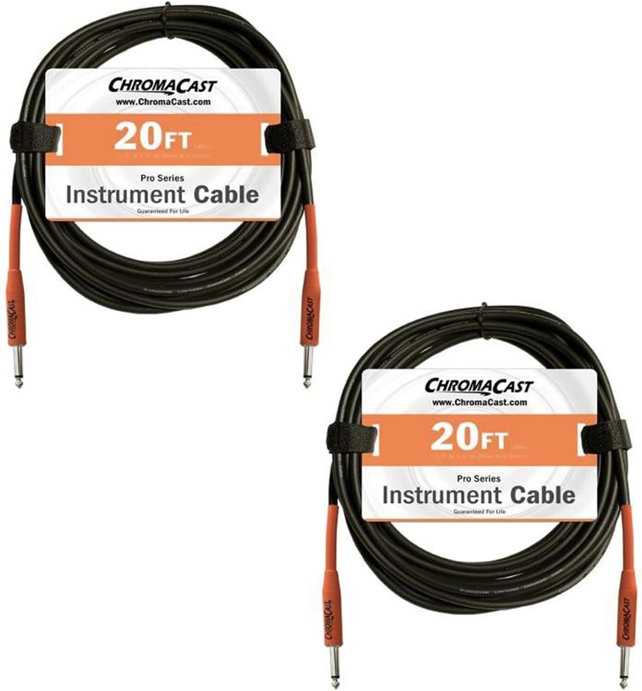 ChromaCast Pro Series Sunset Orange 20-Feet Pro Series Instrument Cable | 2 PACK