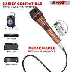 5Core Microphone Pro Neodymium Dynamic Mic XLR Audio Cardiod Karaoke w/ Mic Clip