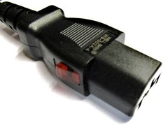 LOCKING AC Power Cord, IEC, 12 feet, 15A, vibration/pull proof, bands, servers