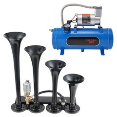 4 Trumpet Air Horn Kit, 150dB Train Horns for Trucks, 12V 120 psi Compressor 1.6
