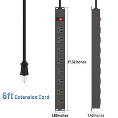 8 Outlet Power Strip Surge Protector, 6 Feet Metal Power Strip Heavy Duty wit…