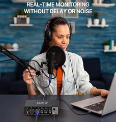 EBXYA 2i2 USB Audio Interface for PC Recording, 24-bit/192kHz Plug and Play