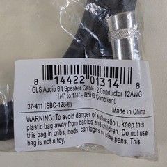 GLS Audio 6 Foot Speaker Cable – 2 Conductor 12 AWG 1/4″ to 1/4″