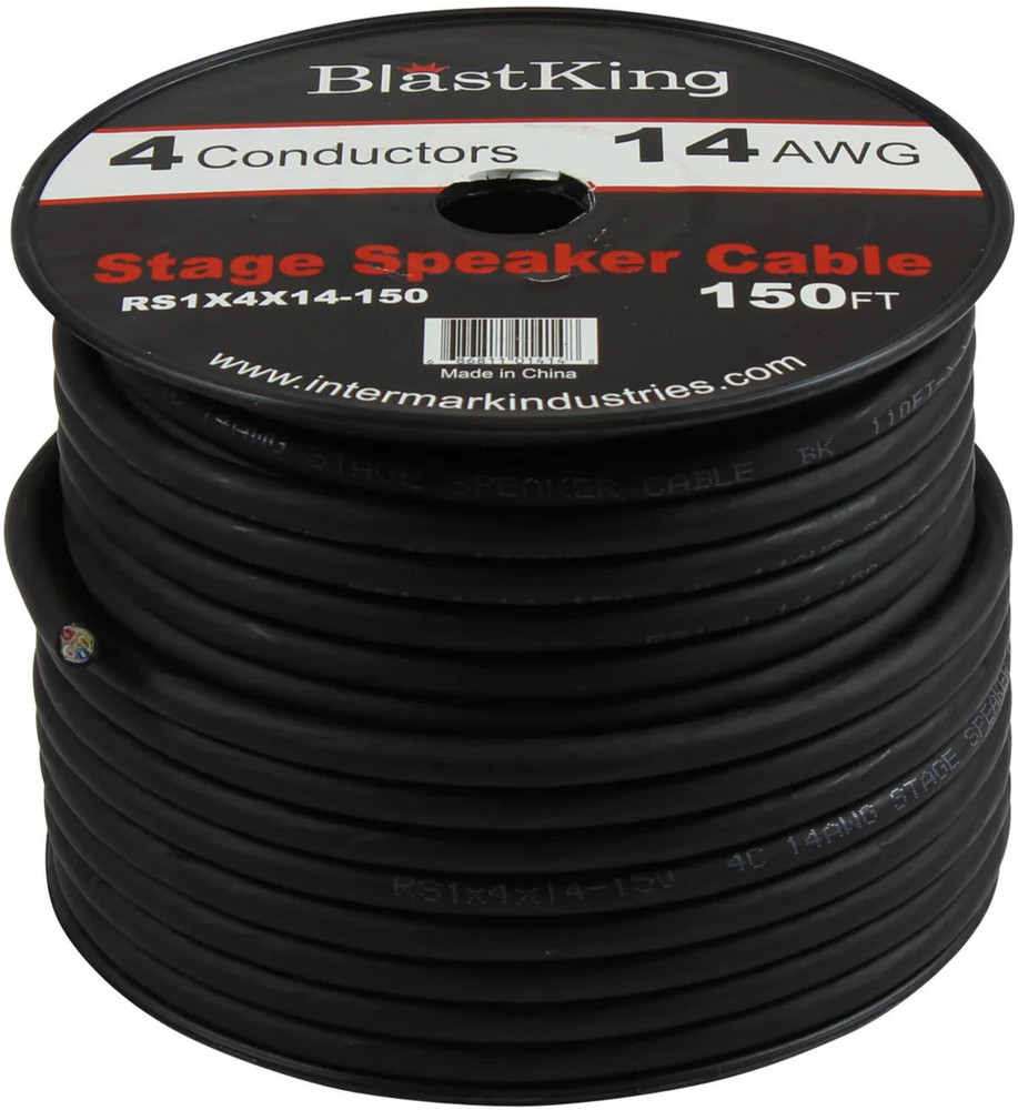 Blastking RS1X4X14-150 4-Conductor Loudspeaker Cable 150 FT With 14 AWG (Black)