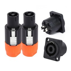 4 Pole Speakon Connector w/ Panel Mount Chassis Socket PA DJ NL4FC NL4FX Adapter