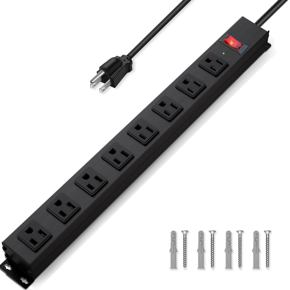 8 Outlet Power Strip Surge Protector, 6 Feet Metal Power Strip Heavy Duty wit…